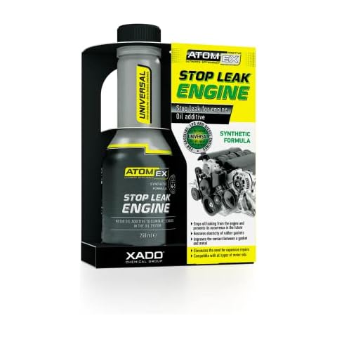 XADO ATOMEX Oil Additive Stop Leak Engine - Restore Seal and Gaskets, Treatment for Car Engine High Mileage or Rear Main Seal, Best Stopper Leaks Reseal (Bottle, 250 ml) Cover