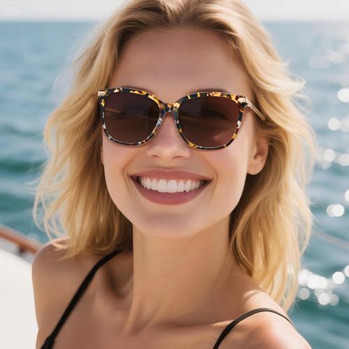 AVAWAY Classic Polarized Sunglasses Womens UV 400 - Trendy Square Designer Sun Glasses with Acetate Frame and Metal Arm2