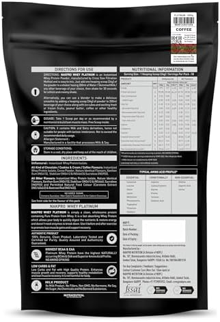 NAKPRO Platinum Whey Protein Isolate 2kg Coffee | 28g Protein, 6.4g BCAA | Trustified Certified 100% Authentic Supplement Powder & No Adulteration | Low Carbs, Fast Absorbing Whey Protein Powder