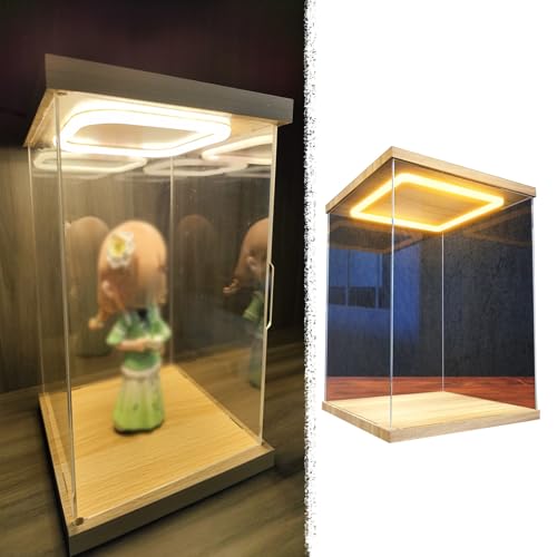Urna Metacrilato Vitrina para Figuras con Luz LED, Amplia Capacidad de Almacenamiento, Cajas Decorativas, 60/50/ 40/35/ 30/25/ 20/15/ 10 cm de Altura(20x40xH60cm/8x16x24')