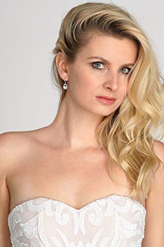 Mariell Pearl Drop Wedding Earrings with CZ Crystals, Jewelry for Brides, Bridesmaids, Birthday Gift2