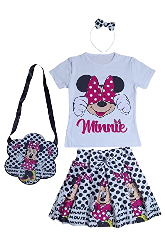 Image of MODERN ASIR Girls Birthday Clothes Cartoon Short Sleeve Shirt Skirt Set Princess Party Outfit for Girl Gift mini wahit 3-4year