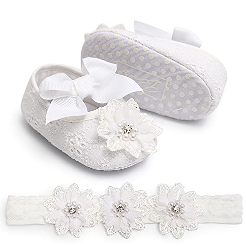 Qwzban Infant Baby Girls Soft Sole Bowknot Princess Wedding Dress Mary Jane Flats Prewalker Newborn Light Baby Sneaker Shoes 0-18 Months #TOP4