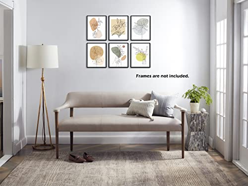 Abstract Line Floral Wall Art - Minimalist 6 Pieces Bohemian Flower Picture Posters Boho Geometric Artwork Unframed 8X10 Inch Prints Paper Paintings For People Living Room Bathroom Bedroom Home Decor #TOP1