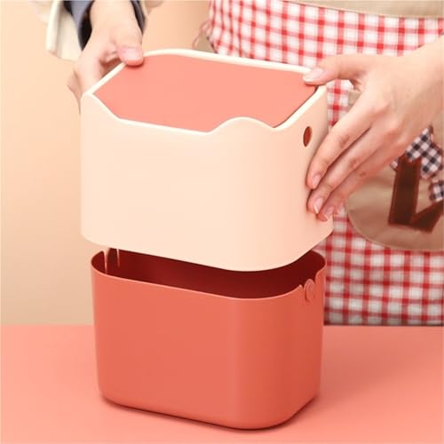 Papelera con tapa a presión mini de escritorio, pack de 2 botes multicolor de 18 cm 3