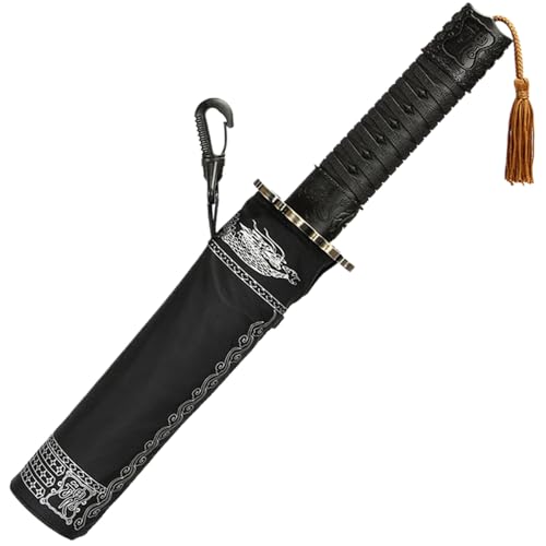 Kalastussaari Samurai Umbrella Full-Automatic Katana Umbrella Wind Resistance & Rust-Proof Strong Umbrella Portable Stylish Sword Umbrella for Men Gifts Cosplay Decoration Strong Umbrella