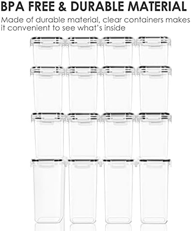 Vtopmart Set of 16 Airtight Food Storage Containers & Kitchen Storage Containers, BPA-Free Plastic Containers for Flour, Sugar and Baking Supplies, with 24 Labels (Black)