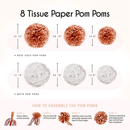 Epiqueone 36-Piece Party Decoration Kit | Includes Tissue Paper Pom Poms, Rose Gold Balloons, Tassels & Garland | Easy To Assemble | Perfect For Birthdays, Baby Showers, Weddings & More #TOP4