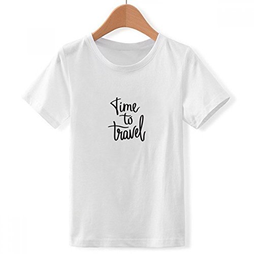 T-Shirt Blanc Ras du Cou Le Temps de Voyager pour Garçon Taille XL