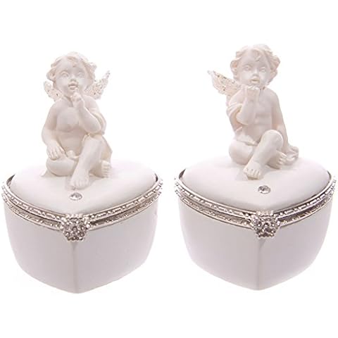 White Cherub Heart Shaped Pill Box Cover