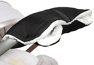 Evencaphy Hand Muff/Pram Gloves/Hand Warmer with Extra Thick Warm Flannel for Pram/Baby Pushchair/Stroller/Baby Carriage/Buggy, Universal Size Pram Accessories Anti-Freeze Winter, Black