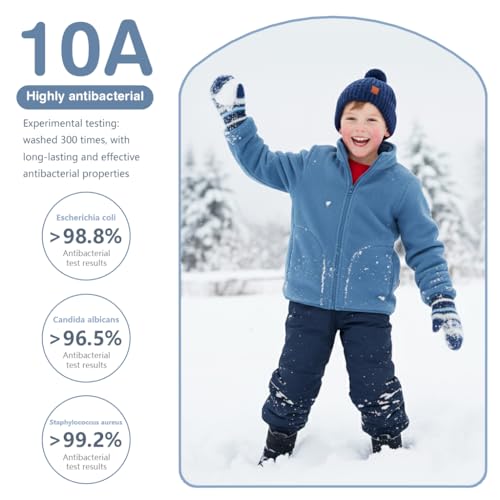 Image of SANNIDHI Kids Fleece Warm Coat, Zip-Up Long Sleeve Jacket with Pockets, High Collar Design, Fashion Outerwear Jacket for Boys & Girls, Ideal for Fall Winter Coat