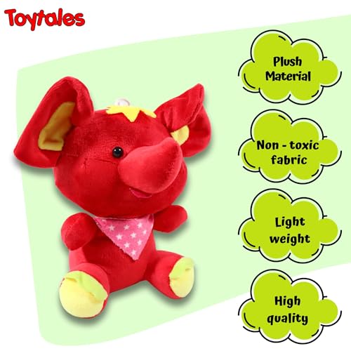 Image of TOYTALES Stuffed Flora Elephant Cute Hanging Plush Soft Toy for Girls & Boys | Stuffed Animal Soft Toy for Kids| Small Size Cute Plush Huggable Toy (Color May Vary)