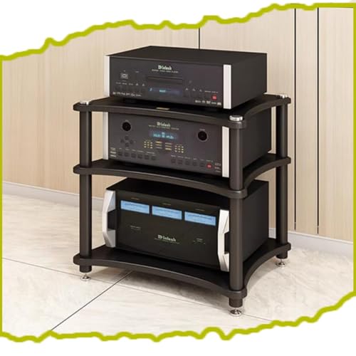 Regal audio rack meuble HiFi en bois armoire stereo noir 62 cm support amplificateur AV