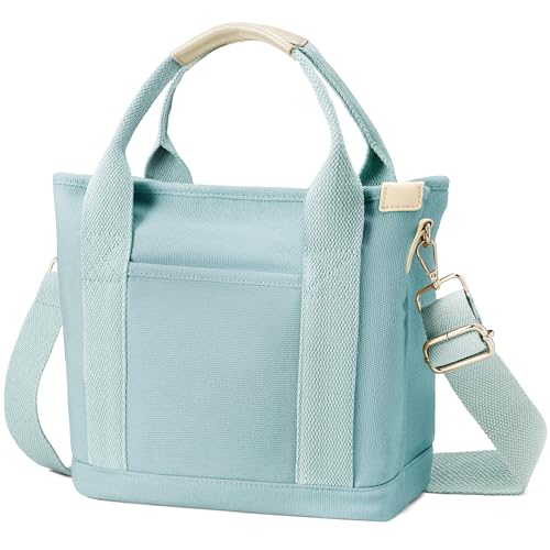 GEMIU Small Tote Purse Convertible Multi-Pocket Zipper Canvas Crossbody Tote Handbag with Detachable Shoulder Strap Blue by GEMIU - Used condition - CA$18.21