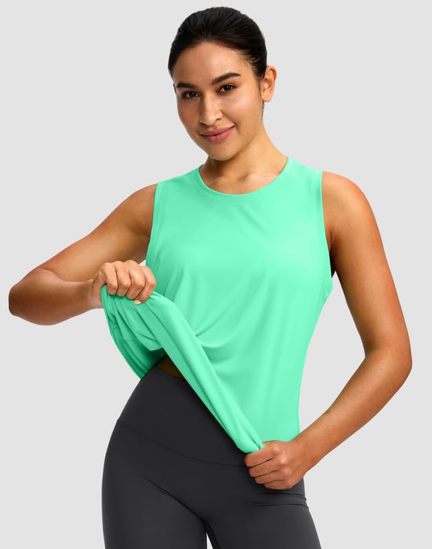 Image of Women's Workout Tops Racerback Athletic Tank Tops Sleeveless Loose Fit Yoga Running Gym Shirts for Women
