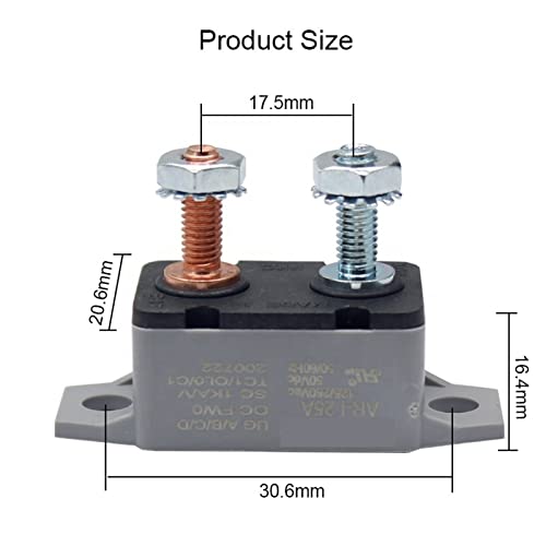 Disyuntor de reinicio automático DC 12V 24V con perno de cubierta AR-10A 2 uds 2