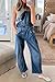 PLNOTME Womens Denim Bib Overalls Barrel Leg Adjustable Strap Jean Pants Jumpsuits with Pockets