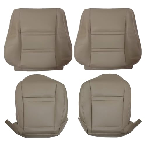 AOUTTUOA 4PCS Front Driver and Passenger Side Bottom and Top Lean Back Seat Covers Microfiber Leather Tan Compatible with Toyota Land Cruiser 1990 1991 1992 1993 1994 1995 1996 1997