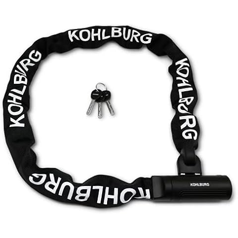 KOHLBURG Security Chain Lock 120 cm Long with 8.5 mm Thick 4-Sided Chain Made of Hardened Special Steel Secure Bicycle Lock with 3 Keys for E-Bike and Motorcycle Cover