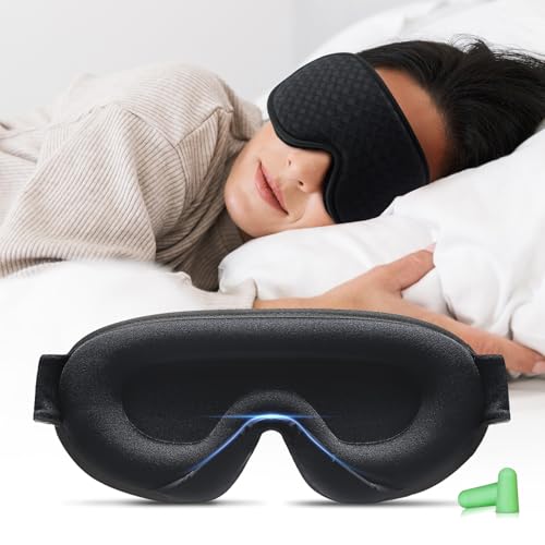 Antifaz para Dormir, Antifaz Dormir 3D Diseño Ampliado para un Sueño Tranquilo, Perfecto para Hombres y Mujeres, 100% Anti-Luz Máscara de Dormir Sin Presión Ocular (Negro)