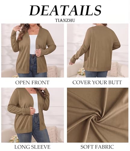 Image of TIANZHU Plus Size Cardigan for Women Button Open Front Long Sleeve V Neck Comfy Lightweight Sweaters XL-4XL