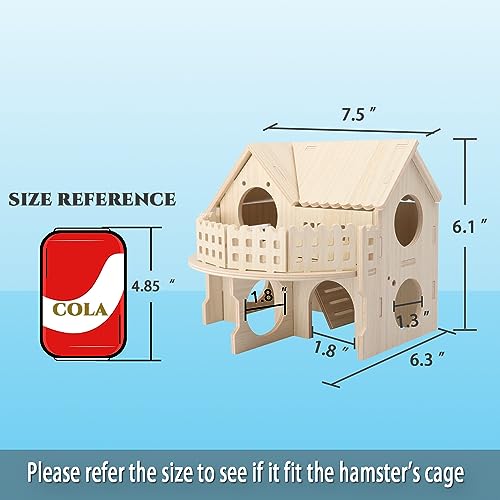 Kcrygogo Hamster Forest Lookout Wood House Fun House Double-Decker Hut For Young Dwarf Gerbil Mouse Mice Rat Small Animals thumb #5