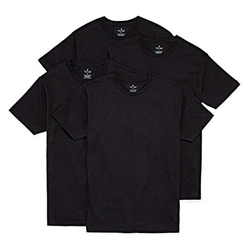 Stafford Performance Set of 2 Premium Fashion Crew Neck Black Shirts 100% Cotton (Large)