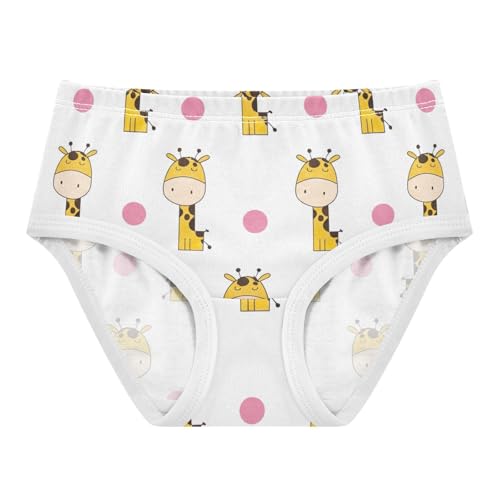 Cute Cartoon Giraffes White Toddler Underwear Custom 2t Cotton Panties Little Girl Cartoon Briefs Underpants