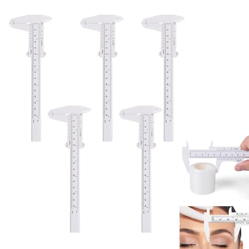 5 Piezas Regla de Cejas de Tatuaje, Medida de Maquillaje Regla, Regla De Calibre Deslizante, Para Tatuajes Cosméticos, Líneas de Cejas y Labios