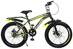 Lee Champ X IBC, Juniors Ride Kids Cycle 20T with Mudguard for Boys and Girls| 85% Assembled with 20.300 TYRE and Tube, Ideal for 7 to 10 Years (Green) with TYRE Tube