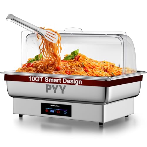PYY Electric Chafing Dish Buffet Set, Roll Top Chafing Dish, Stainless Steel Chaffing Server Set Chafer for Catering,Buffets (Full Size with Lid) by PYY - Used condition - US$98.49