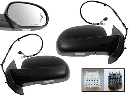 APA Replacement Power Folding Mirror for 2007-2014 SILVERADO SIERRA YUKON TAHOE SUBURBAN AVALANCHE with 7 Dot LED Signal Power Heated Memory Puddle Light Textured Cover Passenger and Driver Pair
