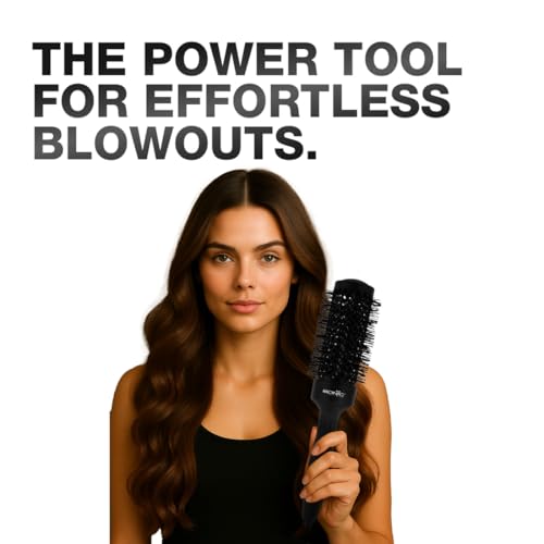 Image of Ikonic Professional Thermal Round Brush with Extra Long Barrel, Ionic Technology, Anti Frizz Styling, Curling, Volumizing & Waves for Women & Men, All Hair Types, Salon & Personal Use - TRB 43 XL