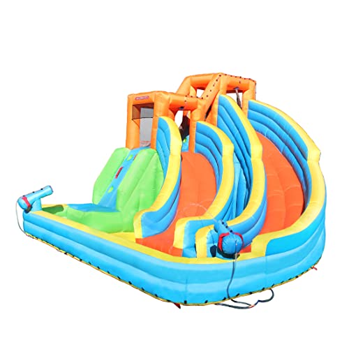 Sportspower Twin Peaks Splash And Slide With Water Cannons And Climbing Wall, Multicolor #TOP4