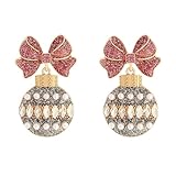 New 2026 Arrive New Christmas Colorful Bow Cute Disco Ball Earrings Jewelry Gift Fashion Trendy Accessories Creative