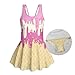 Pugasmiru Ice Cream Pattern Girls Modest Swim Dress with UPF 50+ Protection - One Piece Skirted Bathing Suit, Wide Straps, Quick-Dry Fabric for All-Day Comfort