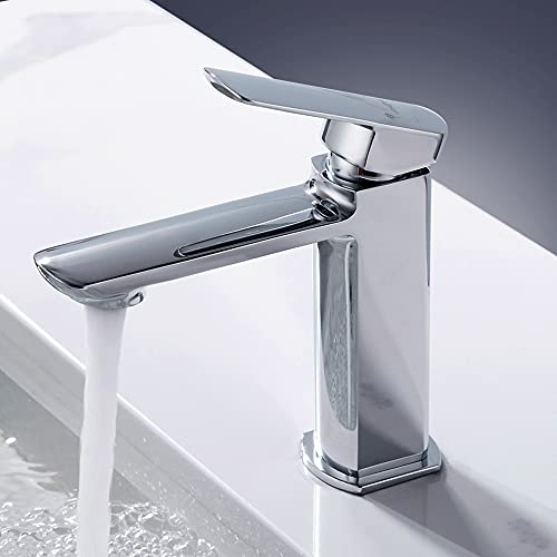AiHom Grifo de Lavabo para Baño Grifo Monomando Cuadrado para Agua Fría...