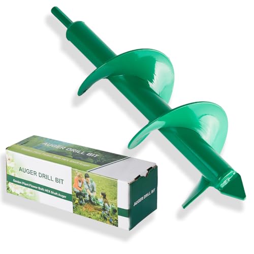 Auger Drill bit for Planting 4'X12', Garden Ground Earth Spiral Drill Bit for 3/8' Hex Drive Drill, Easy Bulb Auger for Post Hole Digger Flowers, Metal Bedding Digging Plant Rapid Planter Tool