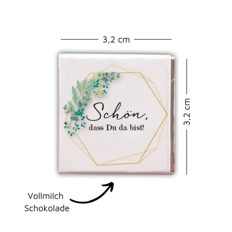 Schokoladentafeln Eukalyptus-50 Stück-Gastgeschenk-Hochzeit/Kommunion