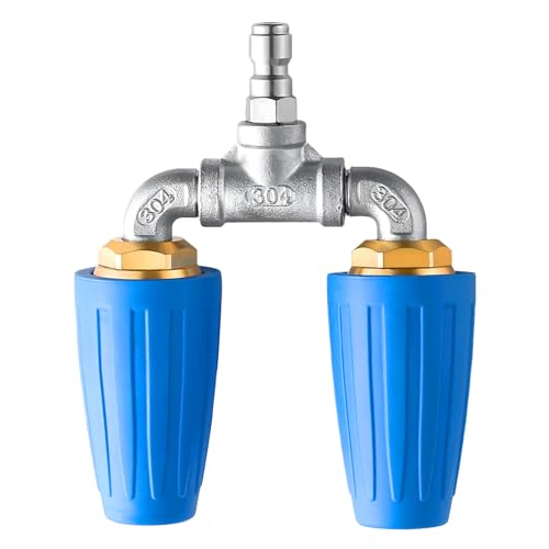 BOROCO Buse Double Turbo, Embout 360° Rotatif 4000PSI avec Raccord Rapide 1/4 pour Nettoyeur Haute Pression, Nettoyage Puissant pour Voiture, Terrasse, BTP