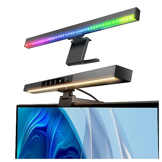BlitzMax Barra de luz para monitor de computador RGB, barra de luz de lâmpada de monitor de LED, lâmpada de tela USB com 5 modos de luz/tela regulável/temperatura de cor ajustável para cuidados com os olhos/controle de toque com função de memória