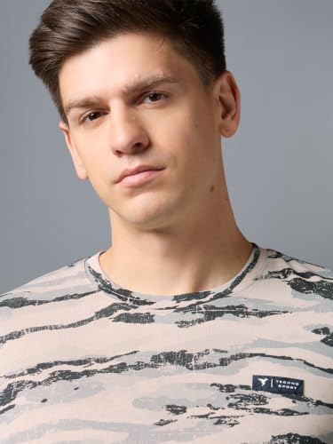 Image of TECHNOSPORT Men's Slim Fit Half Sleeve Crew Neck T-Shirt, TECHNOCOOL+ Quick Dry Moisture Wicking Stretchable Sports Gym and Casual Wear