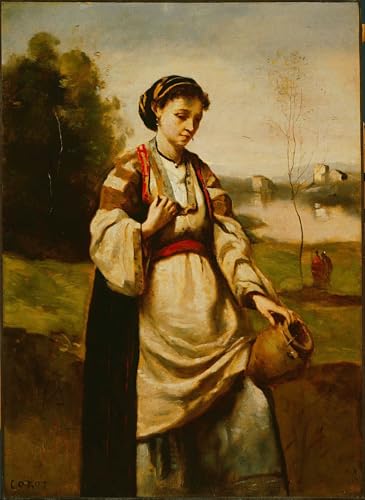 Peinture Corot Femme à la cruche décoration murale chic pour chambre et bureau