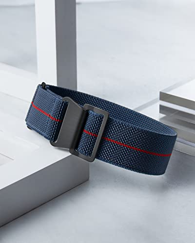 Image of BINLUN Elastic Nylon Watch Band 18mm 20mm 22mm Marine Nationale Fabric Military Parachute Replacement Watch Strap Men Women Silver & Black Buckle - Upgraded Hook-and-Loop Buckle