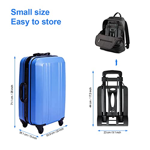 Folding Hand Truck Lightweight Portable Cart, 110 Lbs/50Kg Load Capacity Heavy Duty Utility Cart With Telescoping Handle, 2 Rubber Wheels & Bungee Cord For Luggage, Moving Office Use #TOP6