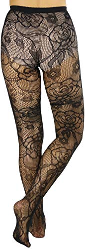 Image of ToBeInStyle Women's Elegant Floral Lace Inspired Spandex Net Full Length Tights