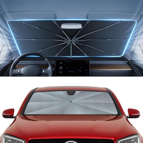 Image of Autorder Windshield Sun Shade Umbrella for 2016-2022 Mercedes-Benz GLC Accessories,Upgraded Ice Crystal Material,Easy Setup Umbrella Sunshade for Car Windshield,100% Sun Blocking