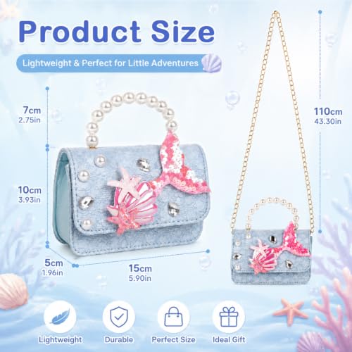 Image of PATPAT Mermaid Sling Bag for Girls Kids Age 3-6, 15x5x10cm