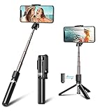 CIRYCASE Selfie Stick Bluetooth, Mini Erweiterbar 3 in 1 Handy Stativ aus Aluminium mit Kabelloser Fernbedienung, 360° Drehbar Selfiestick Tragbar Monopod Kompatibel mit iPhone, Galaxy, Huawei etc